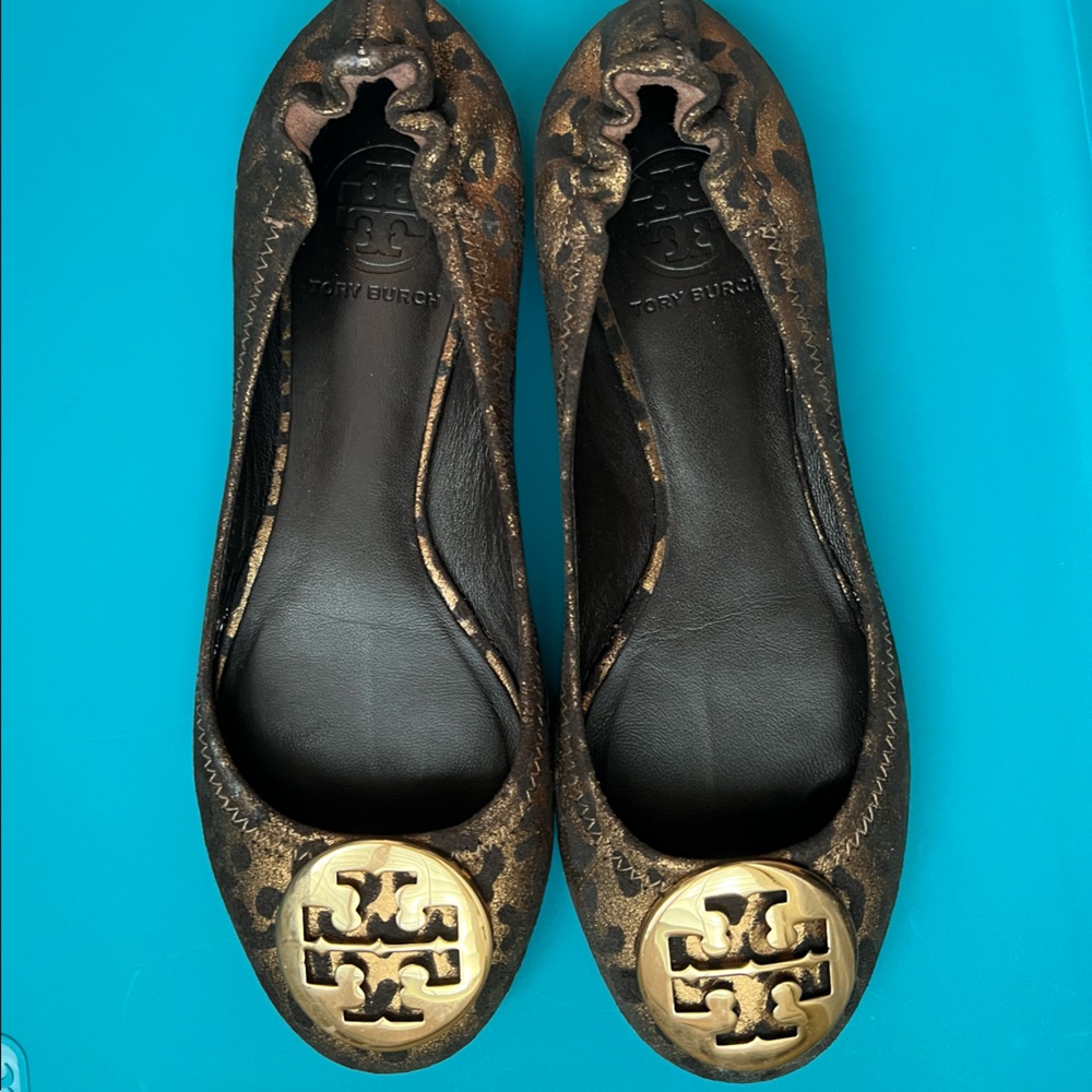 Tory Burch metallic leopard flats size 6.5